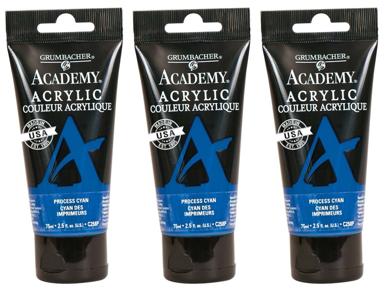 Grumbacher Academy® Acrylic Box of 3 - Blue Color Family, 75ml